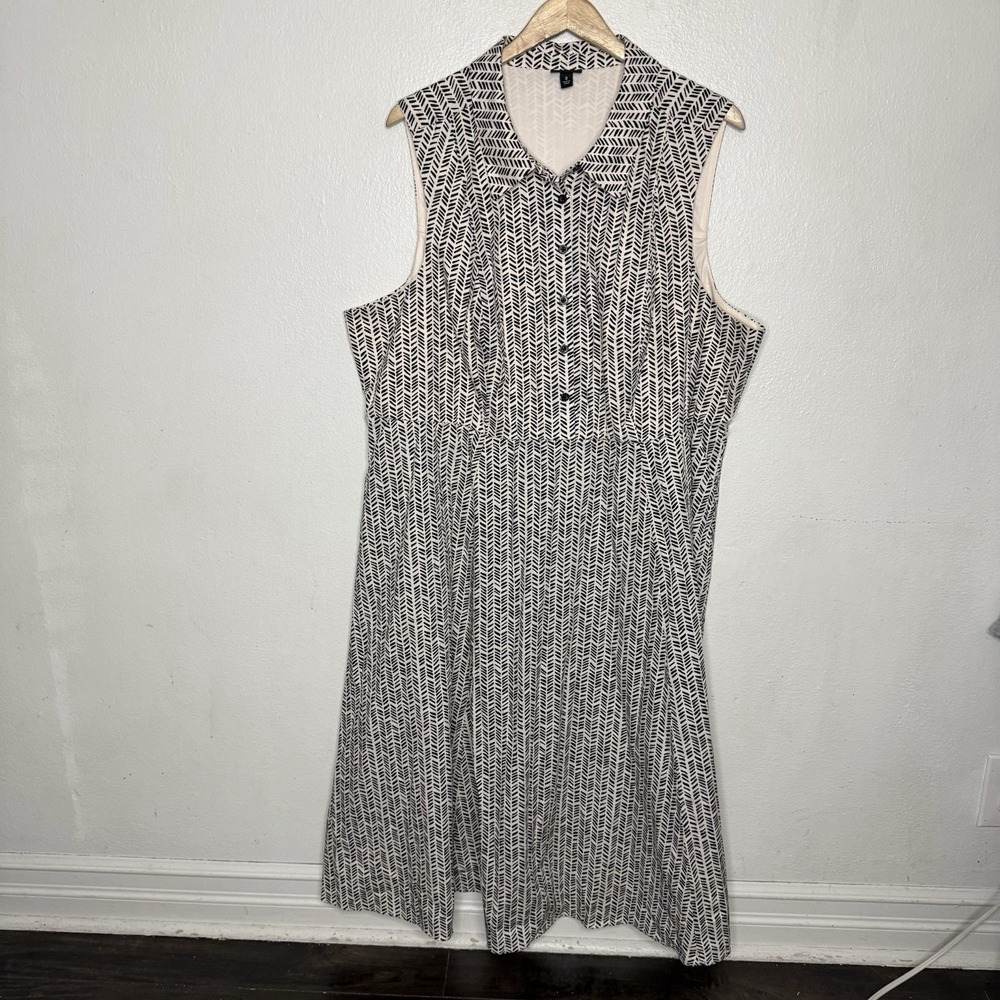 Torrid Poplin Collared Shirtdress Sleeveless Black White Dress Women's 3X